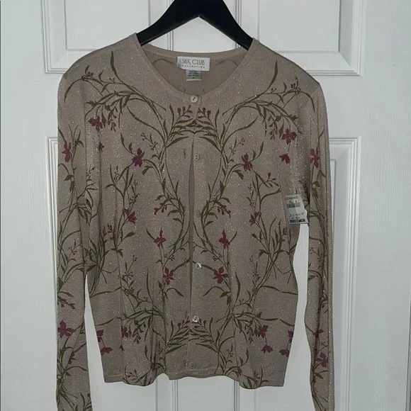NWT Silk Club Vintage Silk Floral Cardigan - Picture 3 of 12